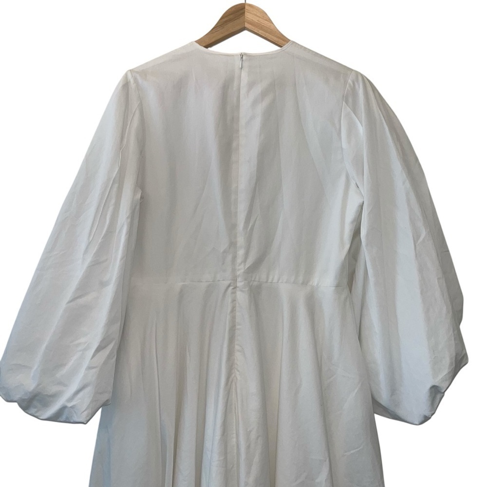 Roksanda White Midi Dress Cotton Poplin Puff Sleeve Bridal 10 Summer Casual  🟡 - Picture 8 of 16